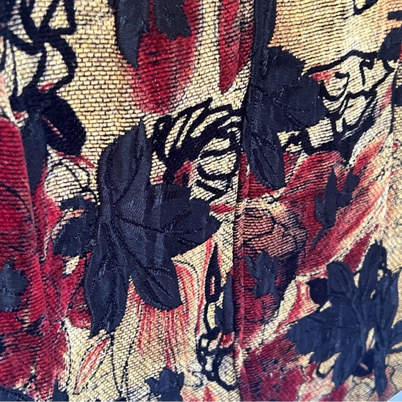 CHRISTOPHER & BANKS Women’s Sz M Tan Floral Tapestry Type Fabric Full Zip EUC - Picture 6 of 9